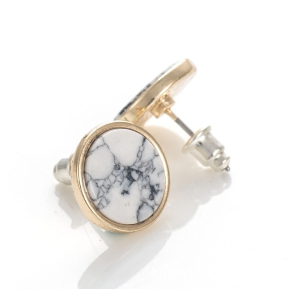 BNWOT White & gold marble earrings